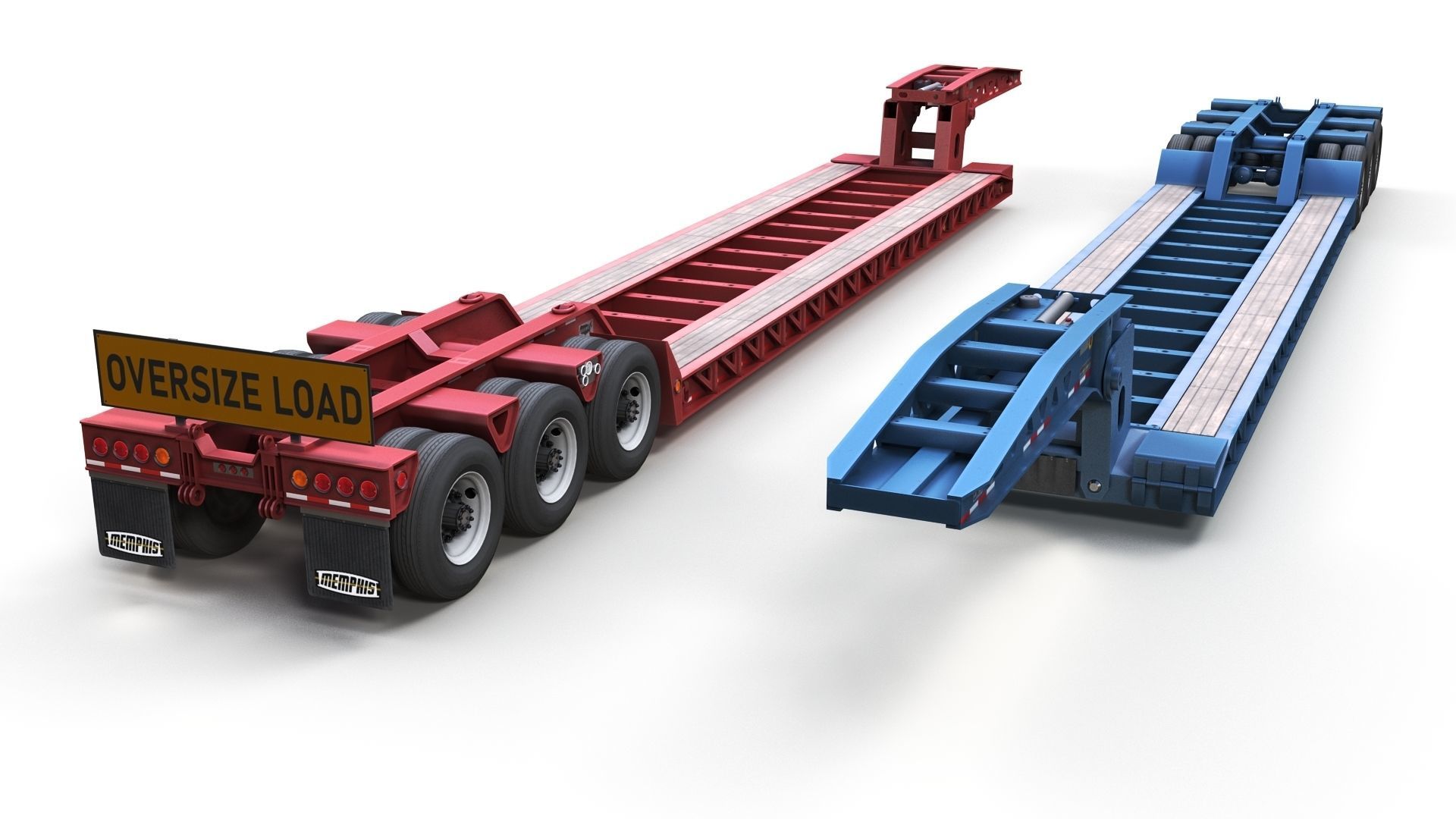 Lowboy trailer Low-poly 3D model_8