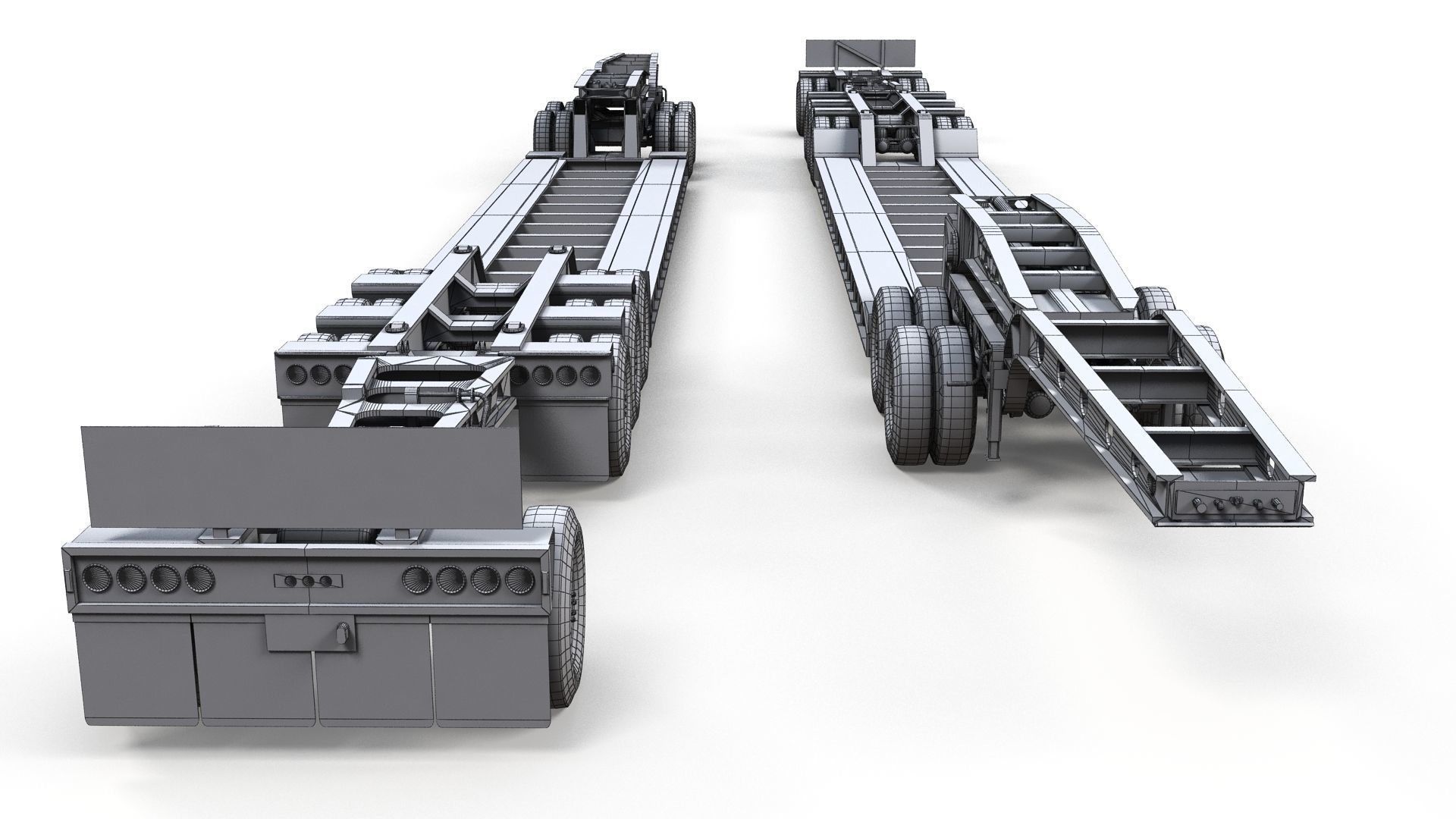 Lowboy trailer Low-poly 3D model_18