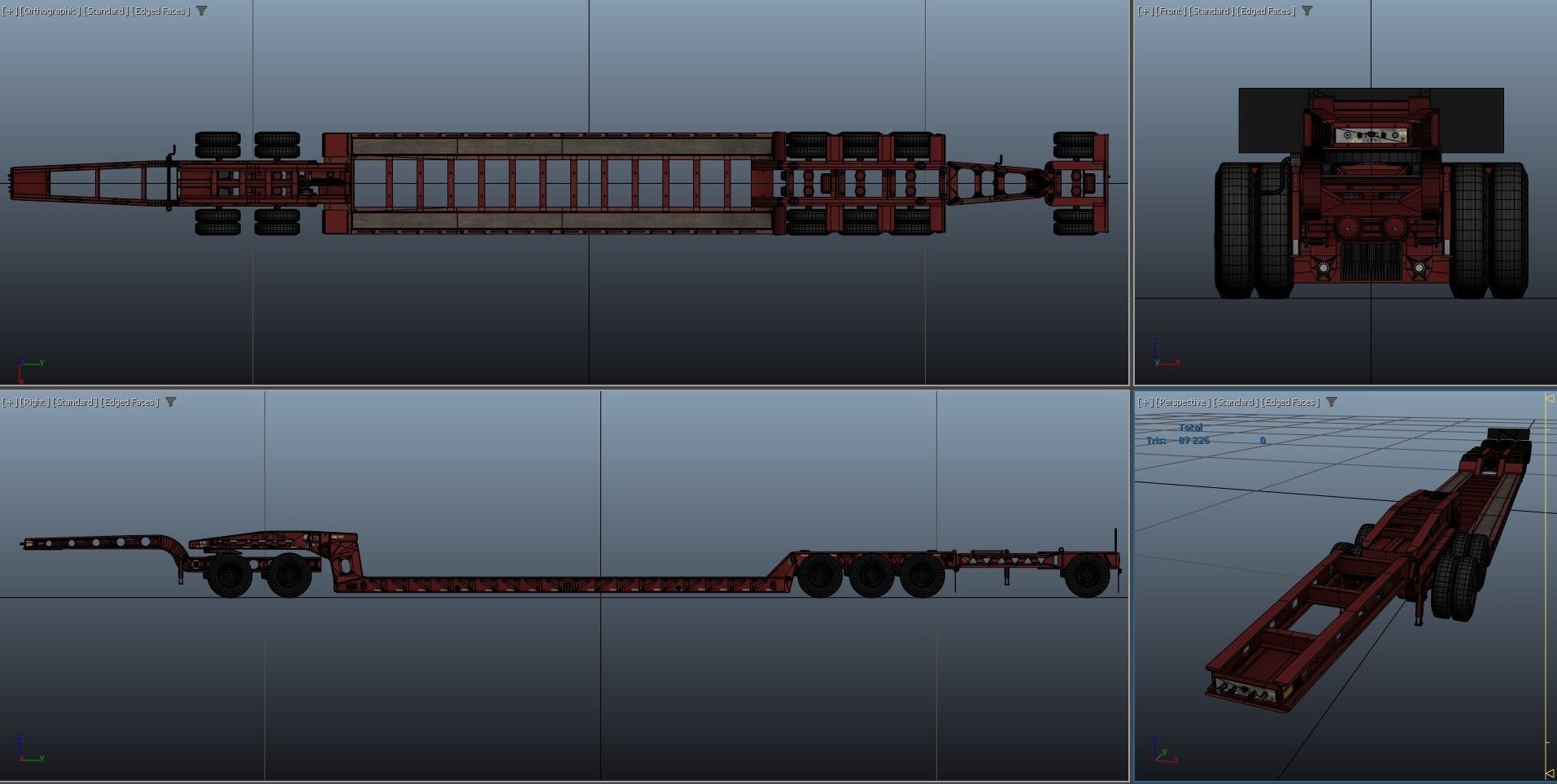 Lowboy trailer Low-poly 3D model_40