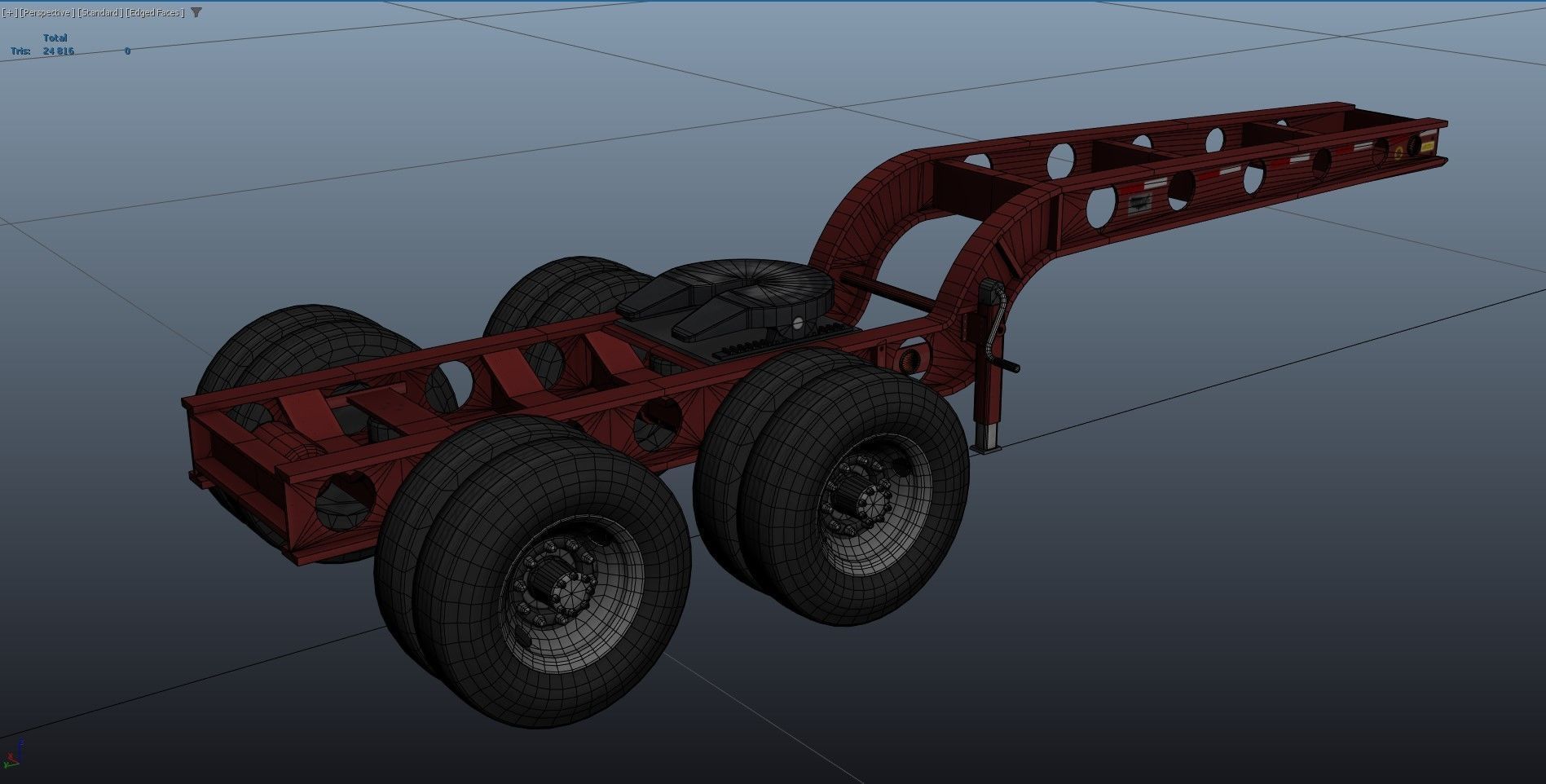 Lowboy trailer Low-poly 3D model_46