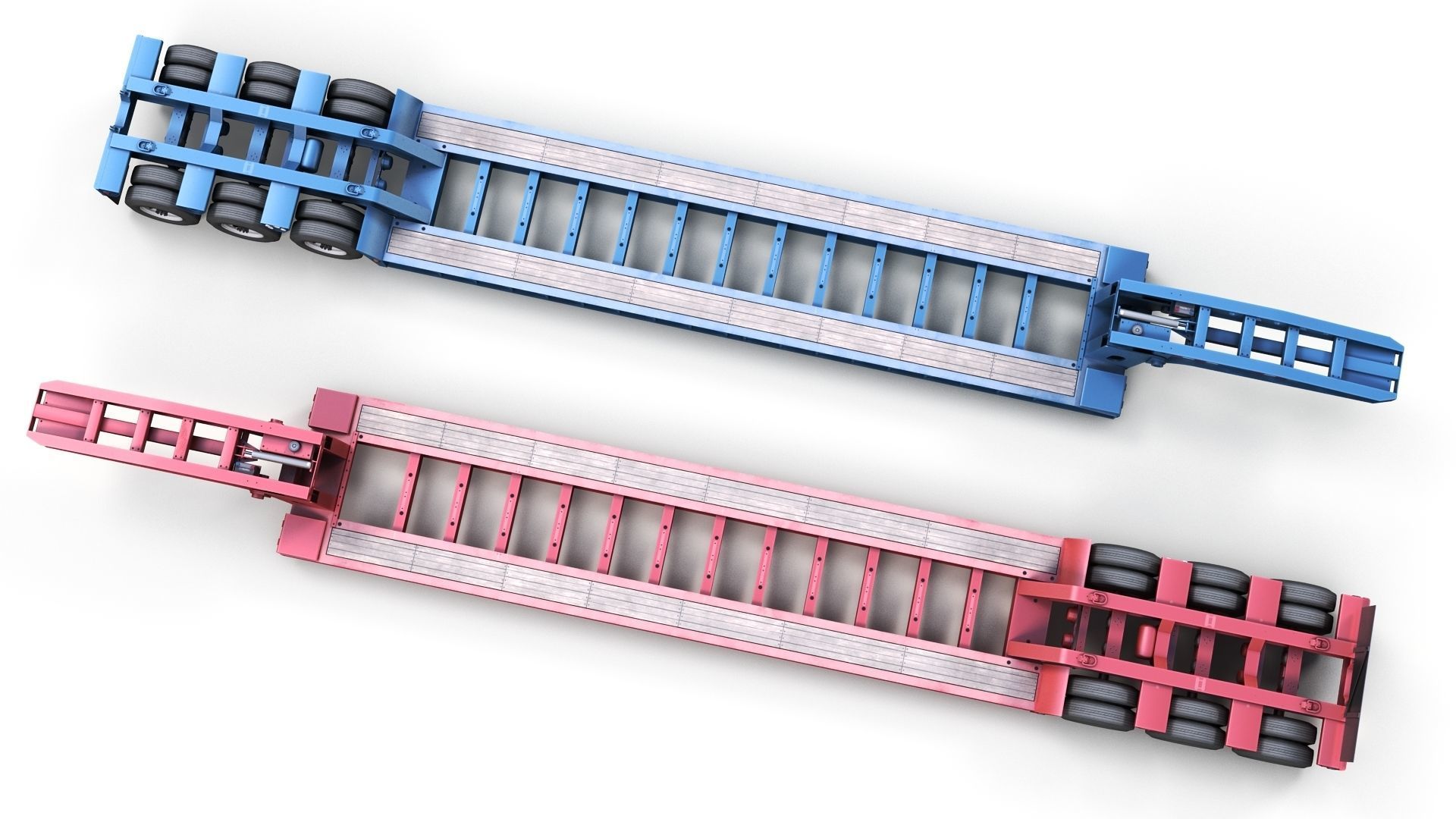 Lowboy trailer Low-poly 3D model_13