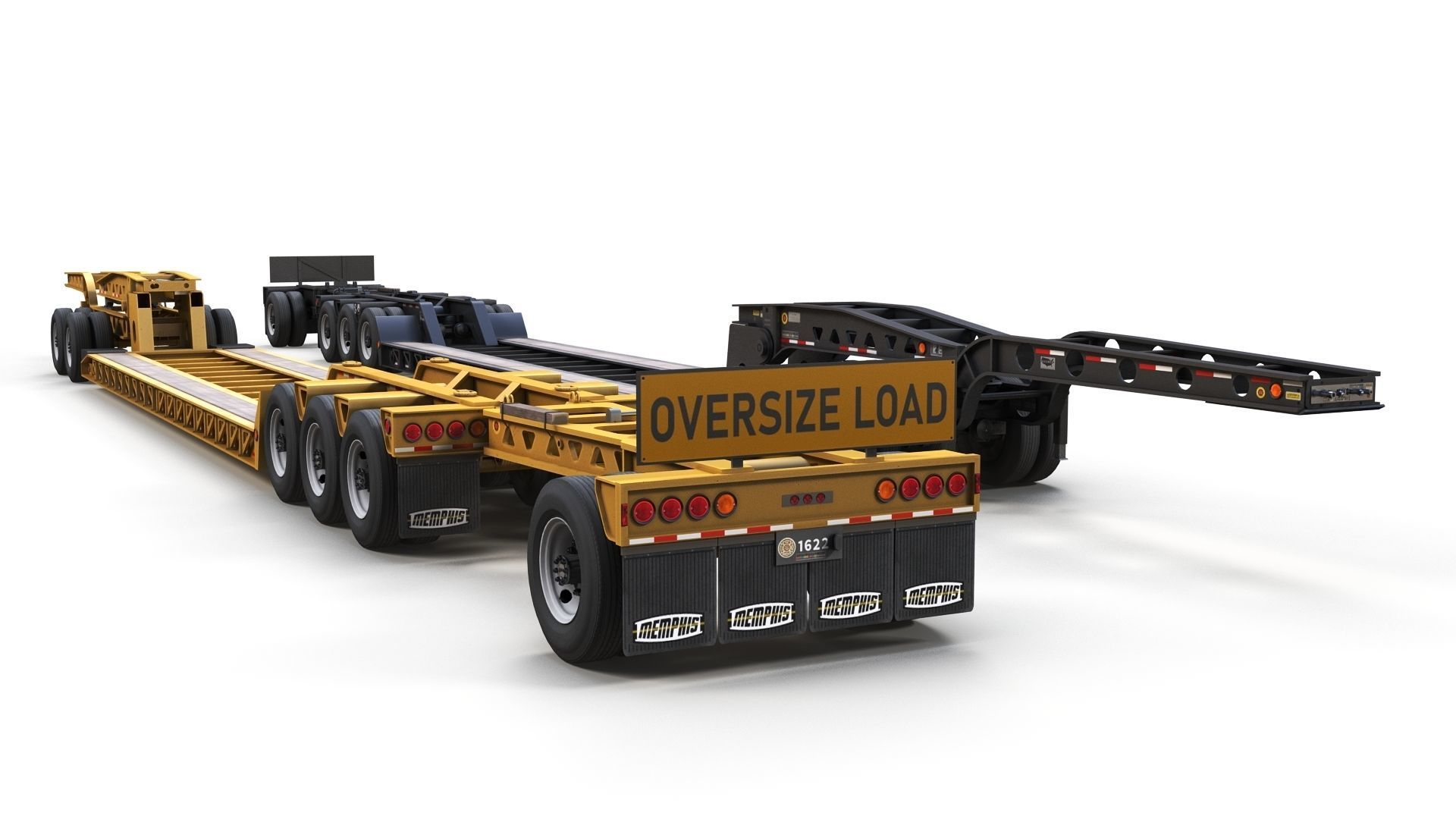 Lowboy trailer Low-poly 3D model_3