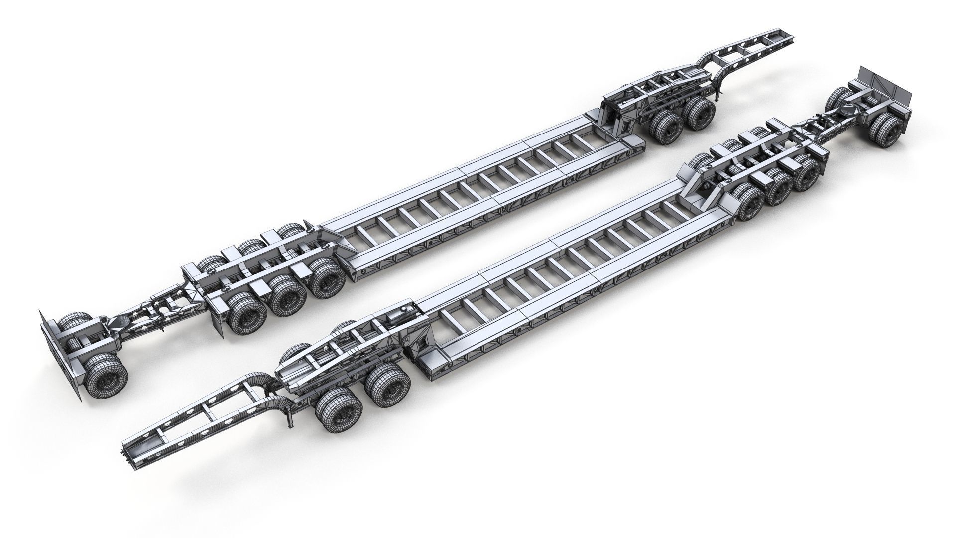 Lowboy trailer Low-poly 3D model_15