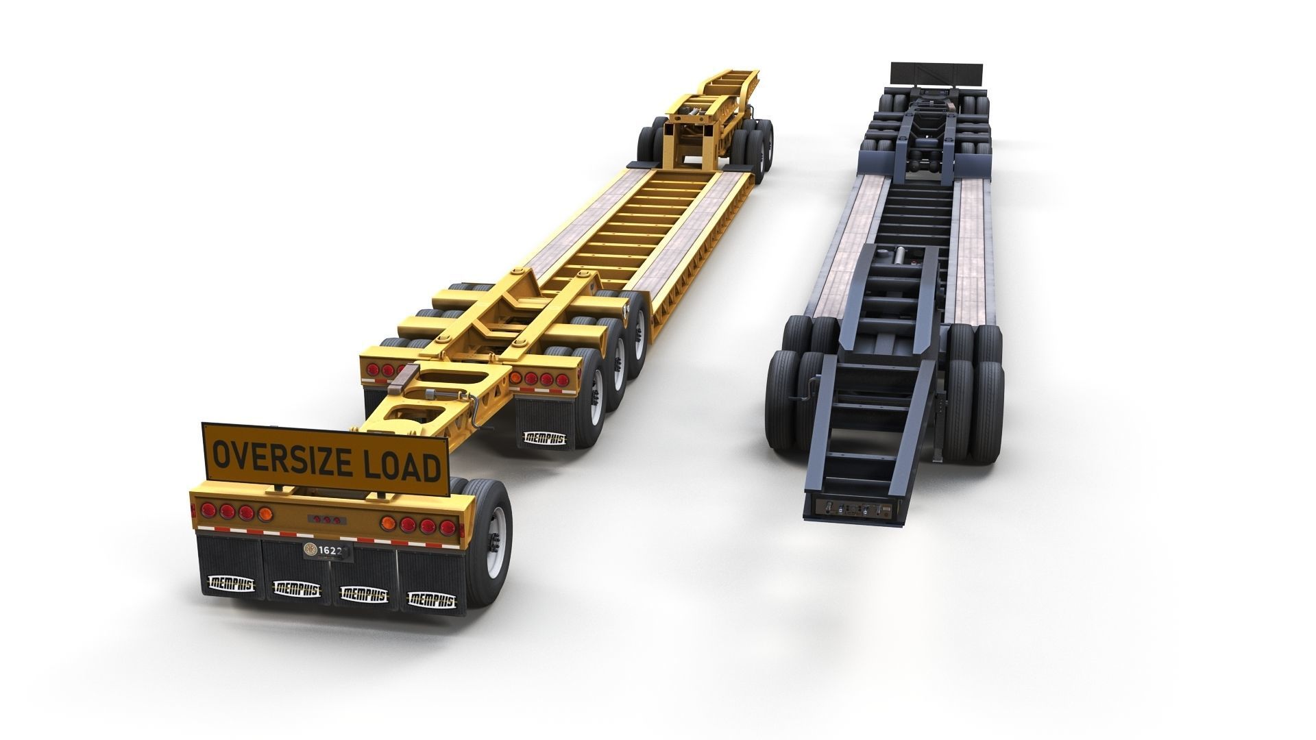 Lowboy trailer Low-poly 3D model_7