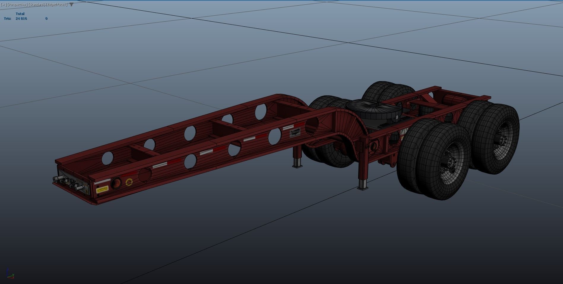 Lowboy trailer Low-poly 3D model_45