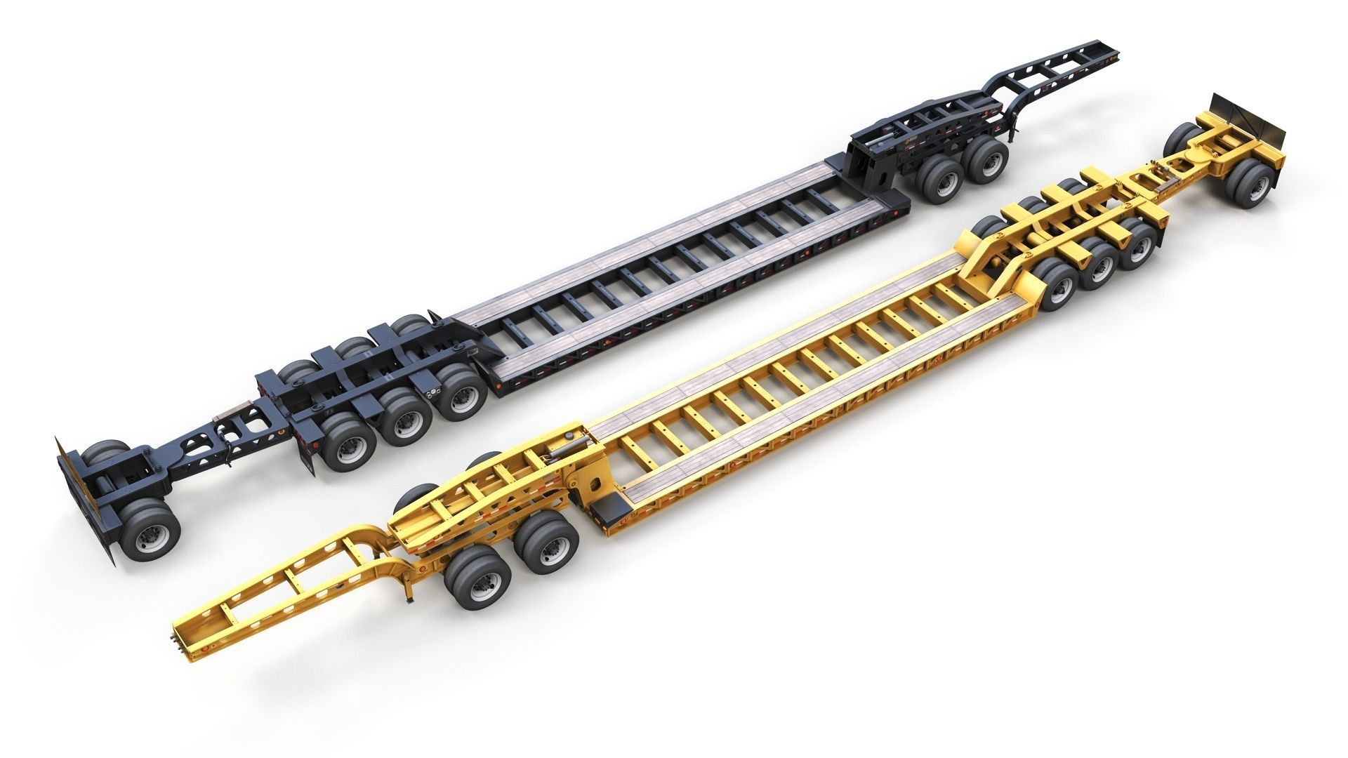 Lowboy trailer Low-poly 3D model_2