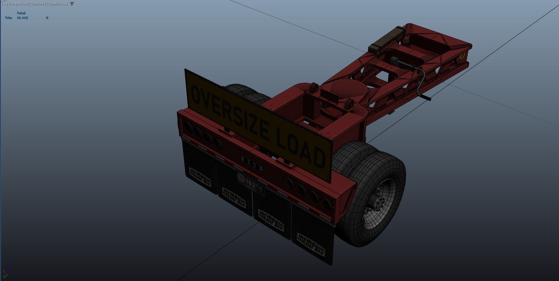 Lowboy trailer Low-poly 3D model_48