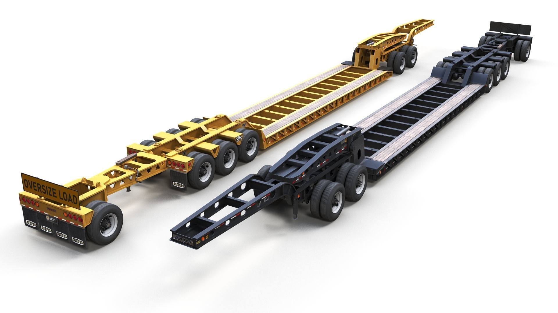 Lowboy trailer Low-poly 3D model_1