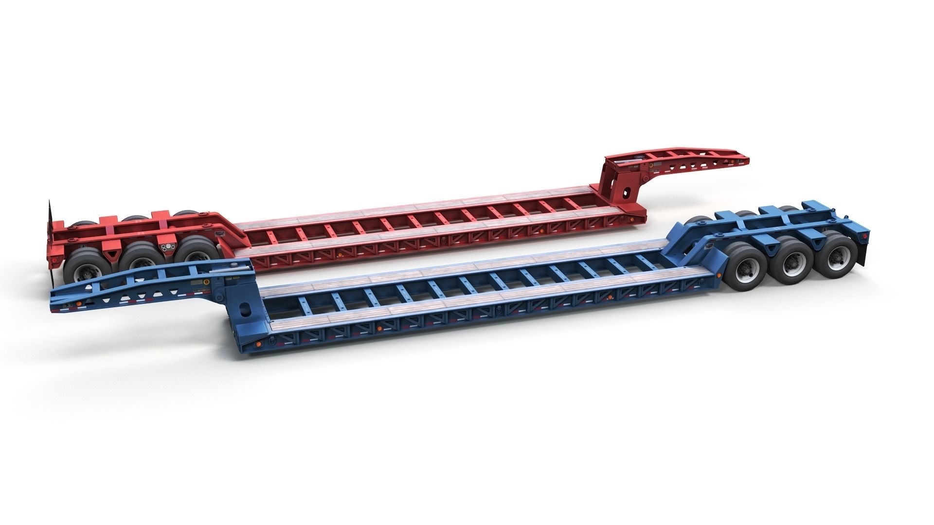 Lowboy trailer Low-poly 3D model_11