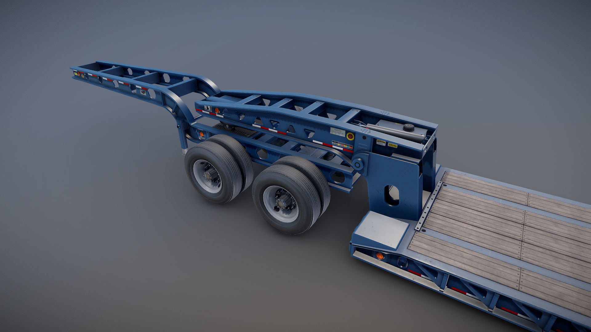 Lowboy trailer Low-poly 3D model_25