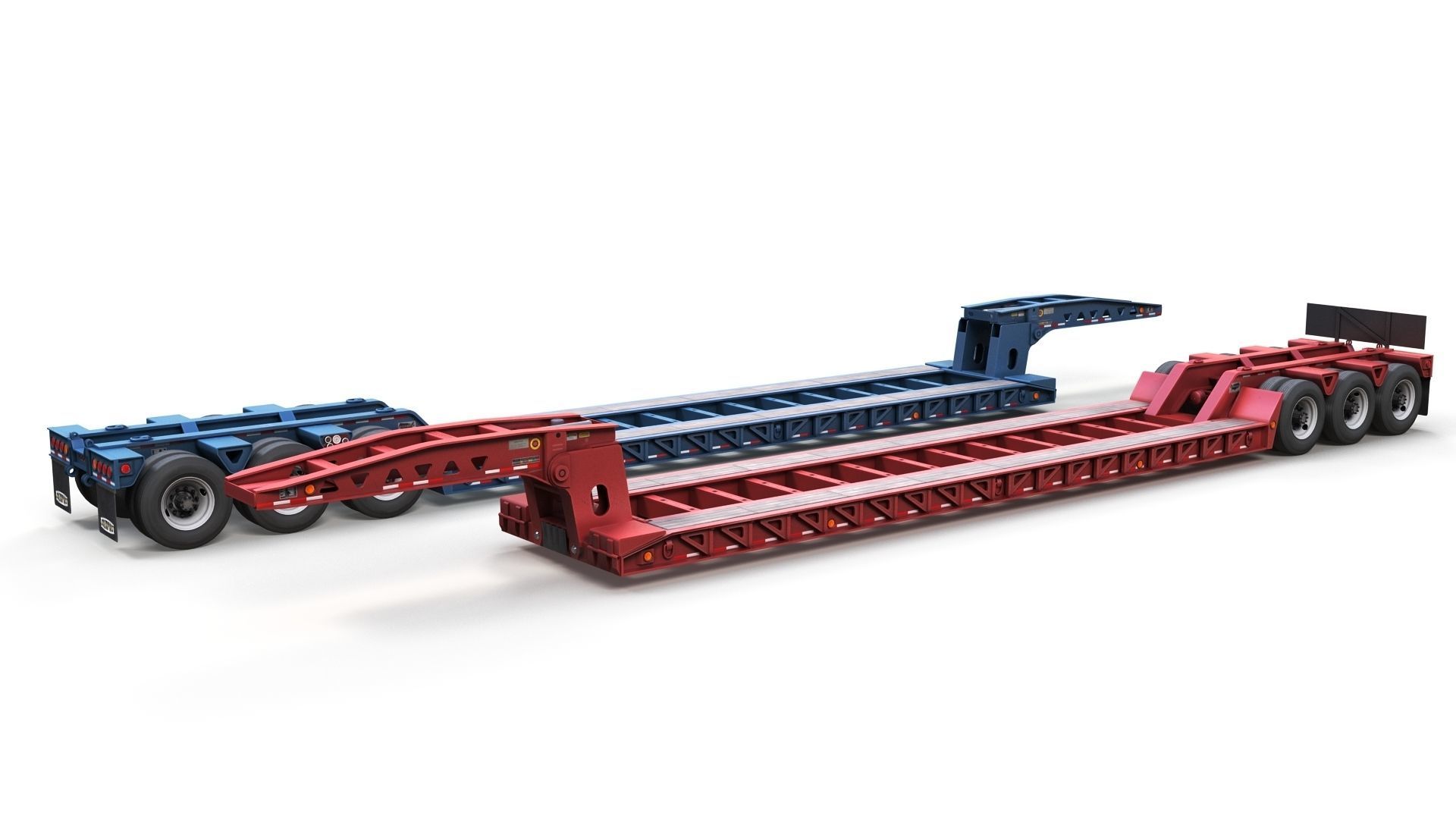 Lowboy trailer Low-poly 3D model_9