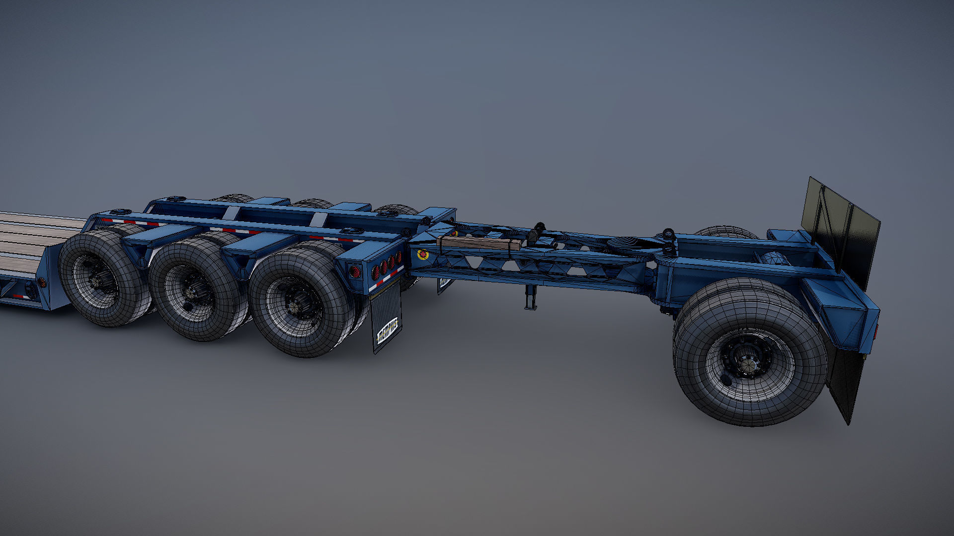 Lowboy trailer Low-poly 3D model_35