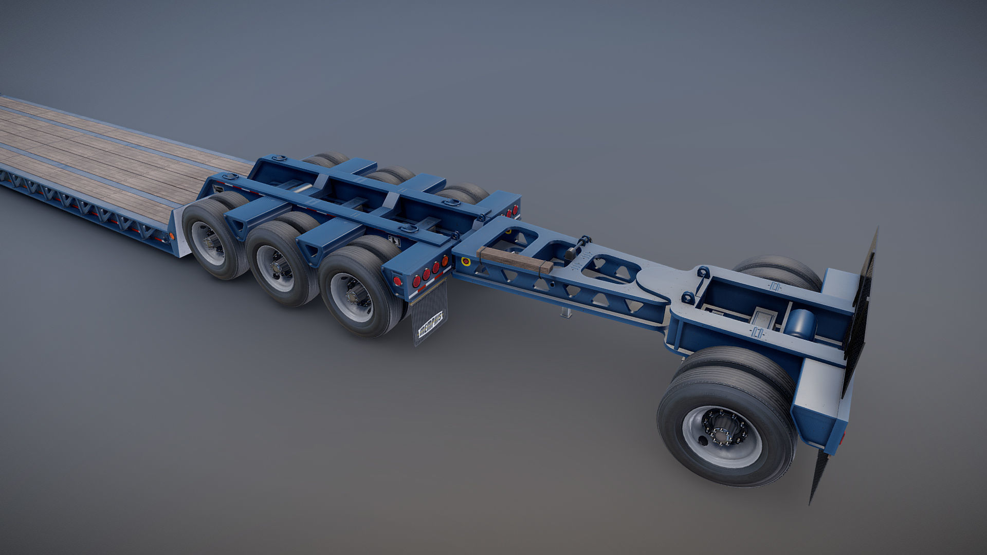Lowboy trailer Low-poly 3D model_26