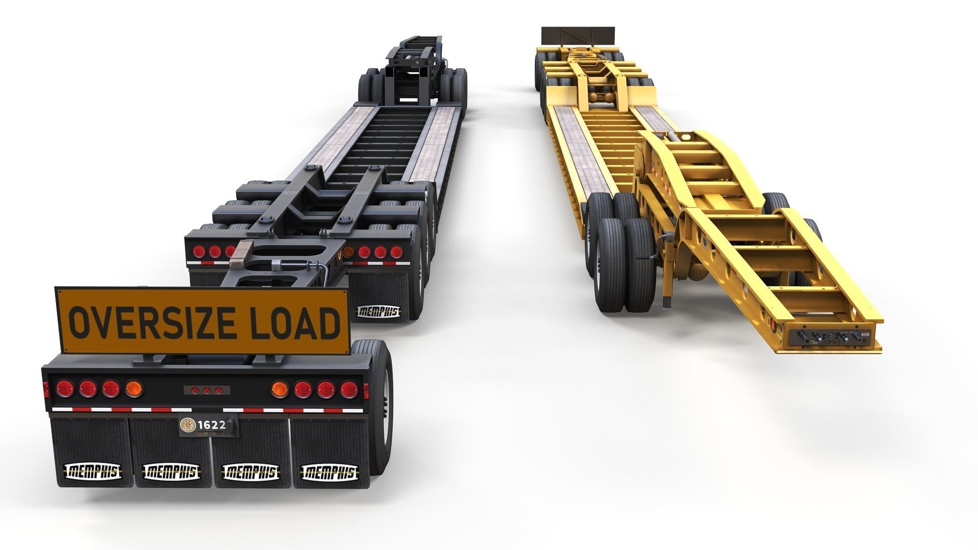 Lowboy trailer Low-poly 3D model_5