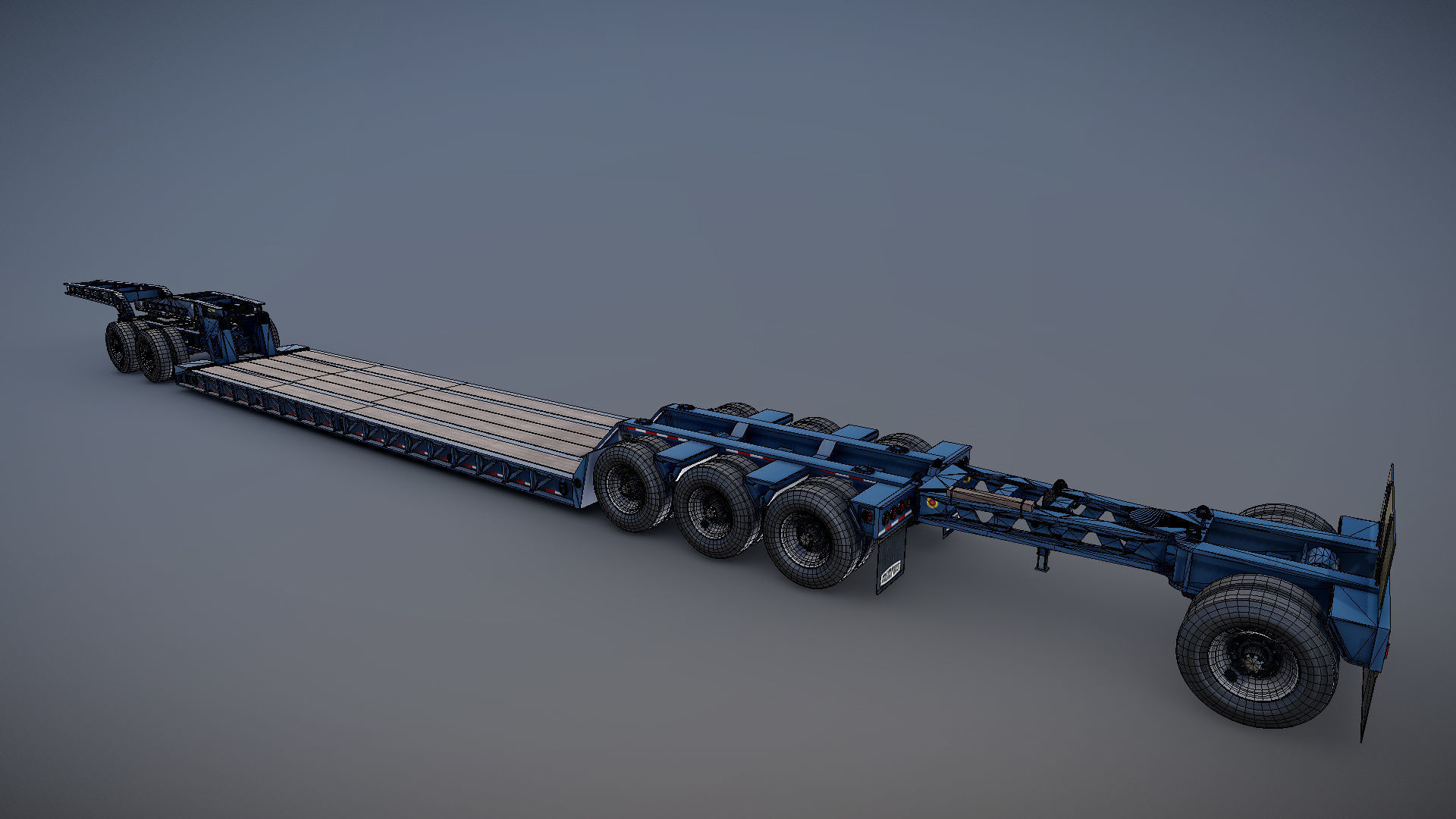 Lowboy trailer Low-poly 3D model_31