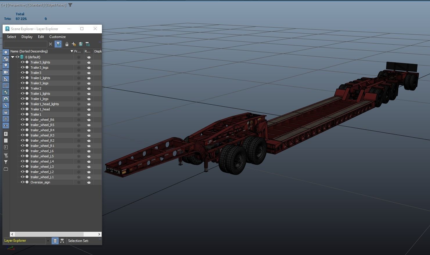 Lowboy trailer Low-poly 3D model_44