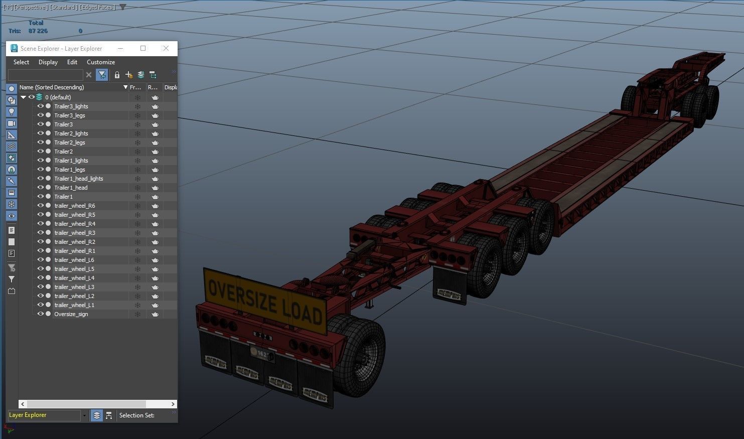 Lowboy trailer Low-poly 3D model_41