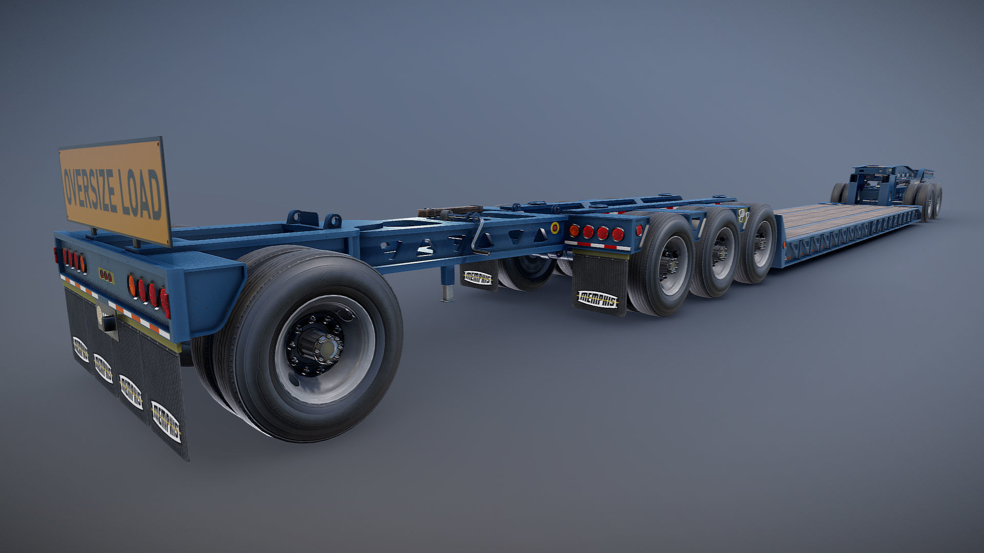 Lowboy trailer Low-poly 3D model_21