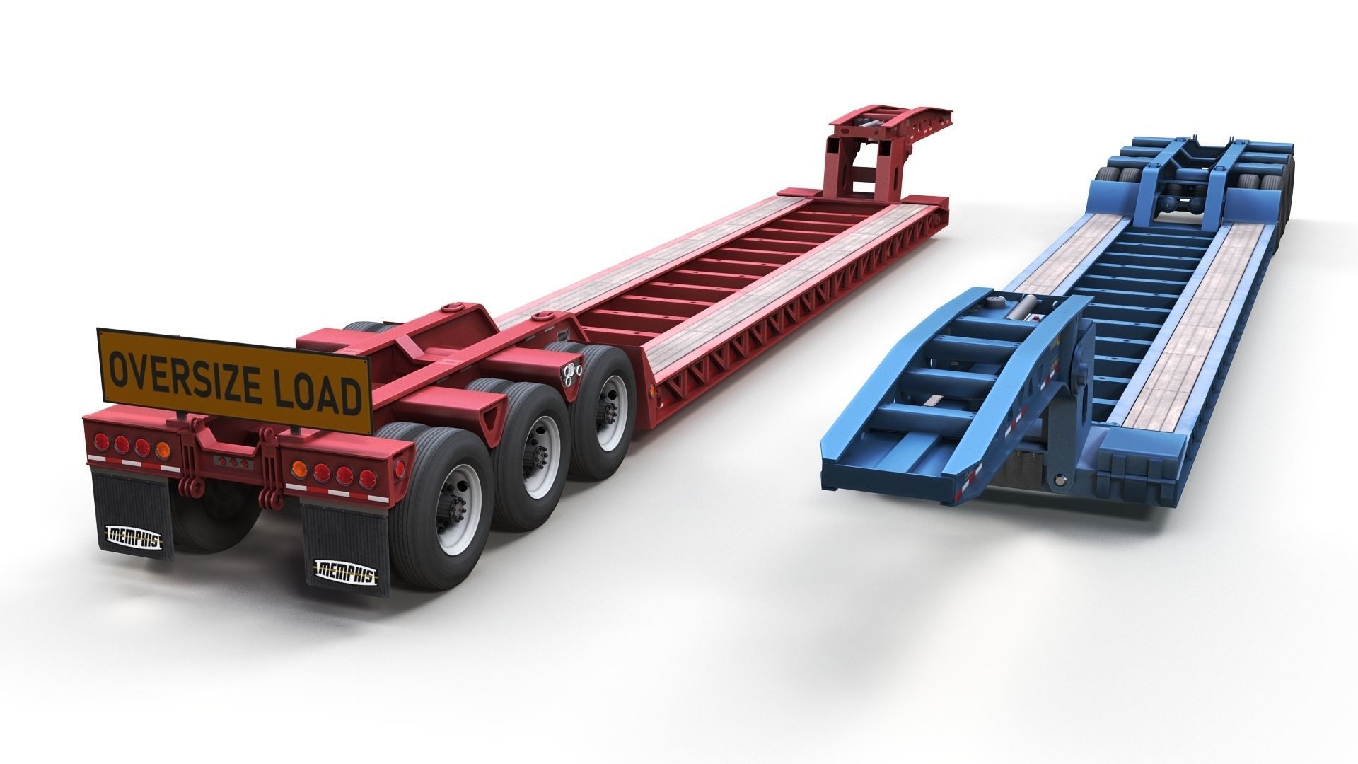 Lowboy trailer Low-poly 3D model_12