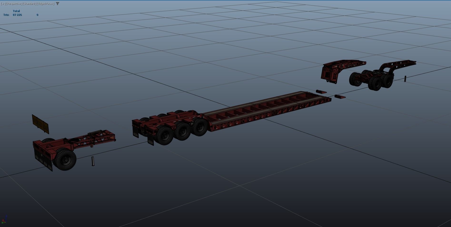 Lowboy trailer Low-poly 3D model_47