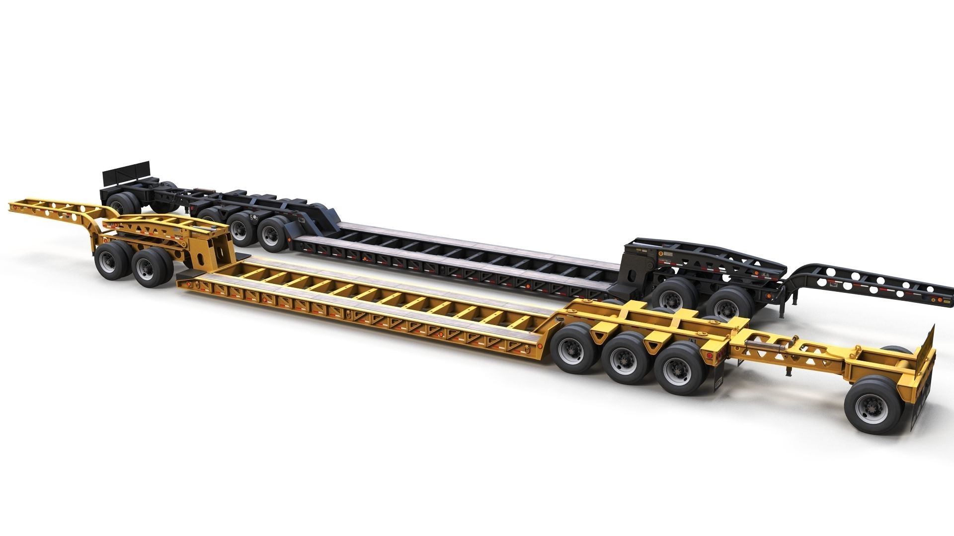 Lowboy trailer Low-poly 3D model_6