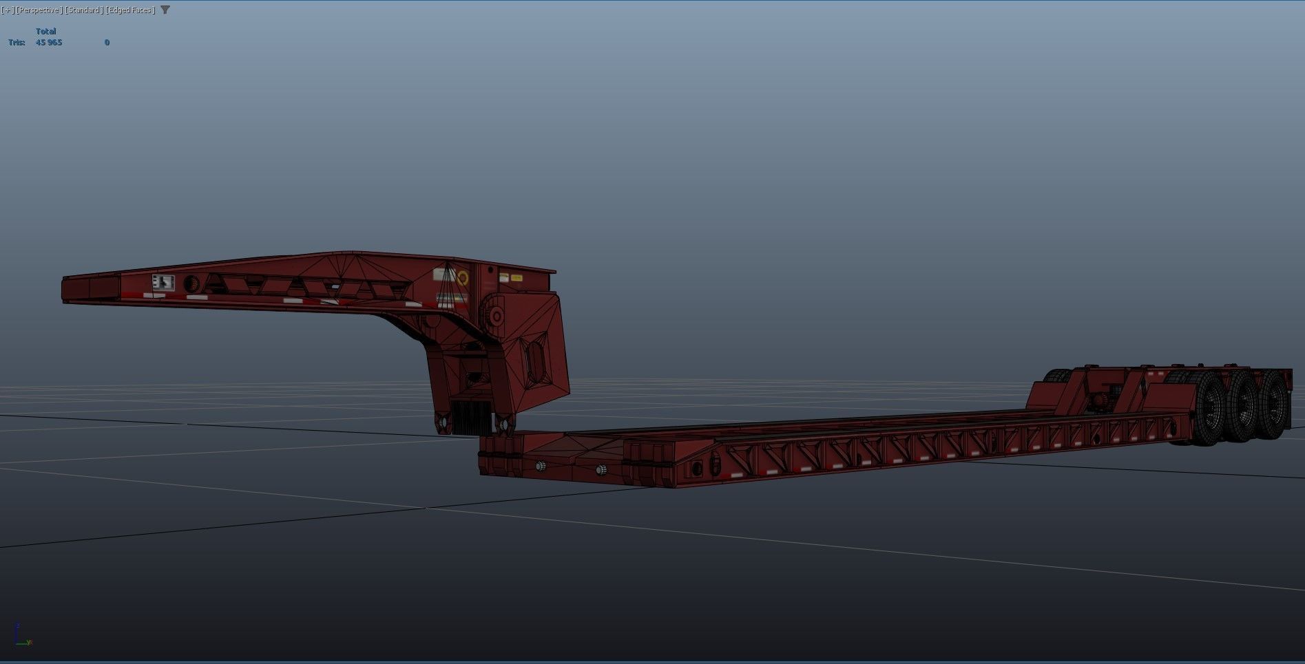 Lowboy trailer Low-poly 3D model_42