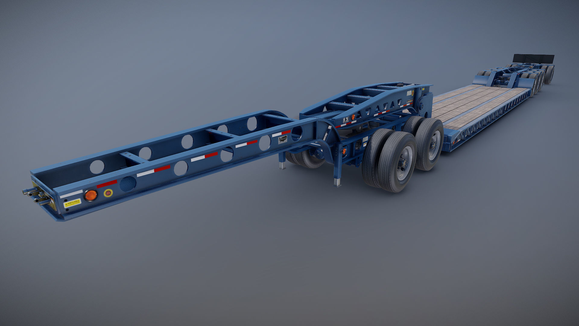 Lowboy trailer Low-poly 3D model_20