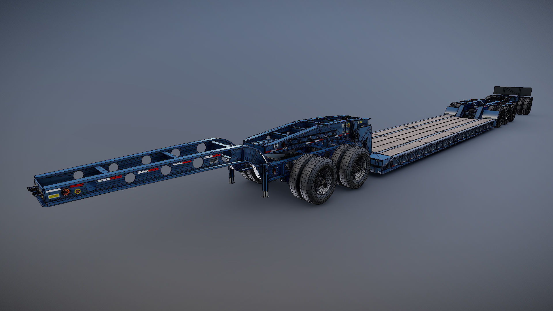 Lowboy trailer Low-poly 3D model_30