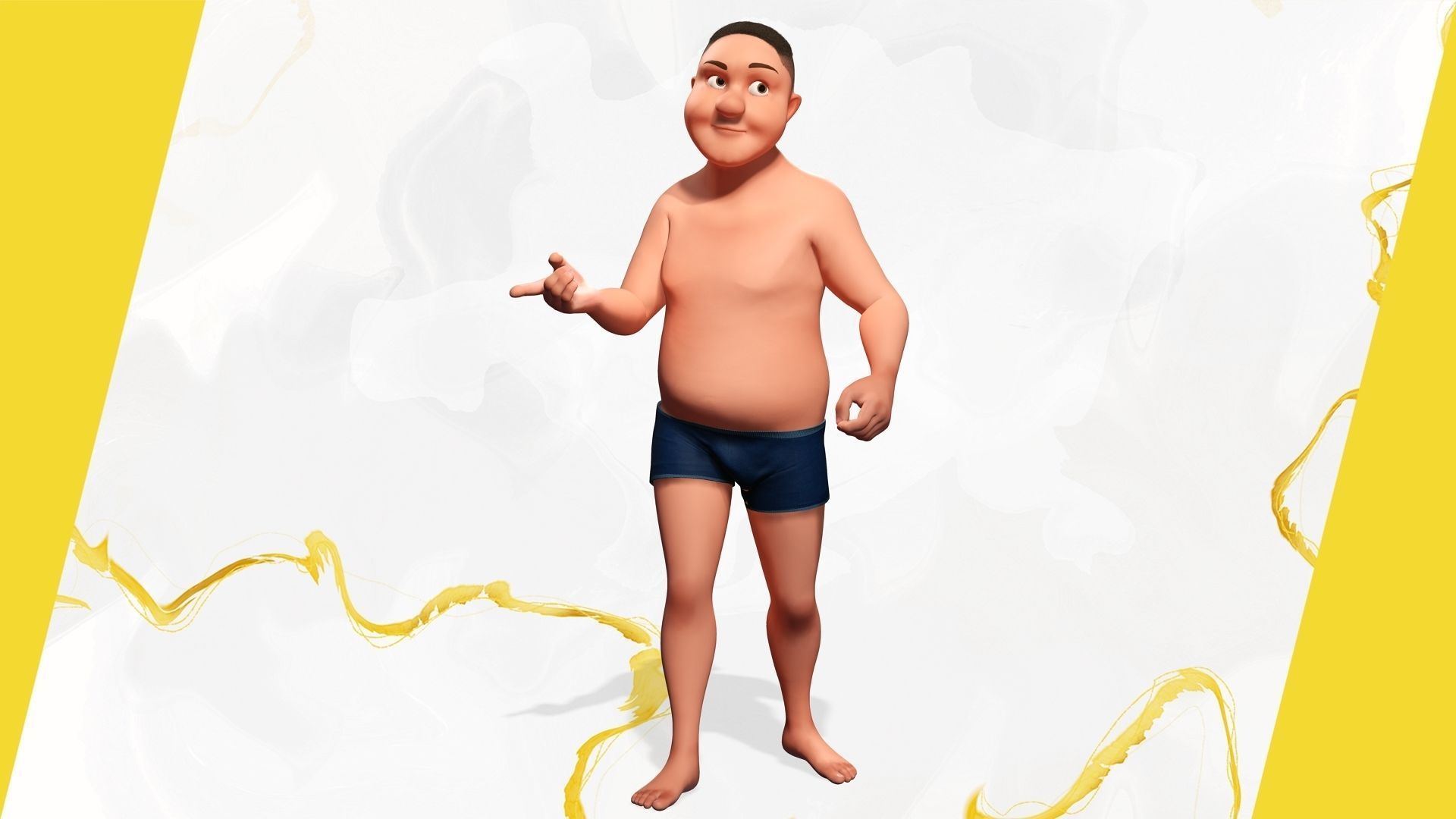 Man Model Fat boy stylized Male cartoon Low-poly 3D model_14
