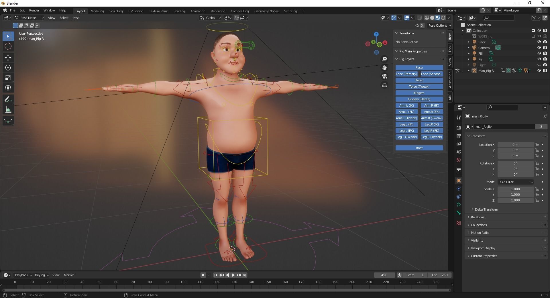 Man Model Fat boy stylized Male cartoon Low-poly 3D model_17