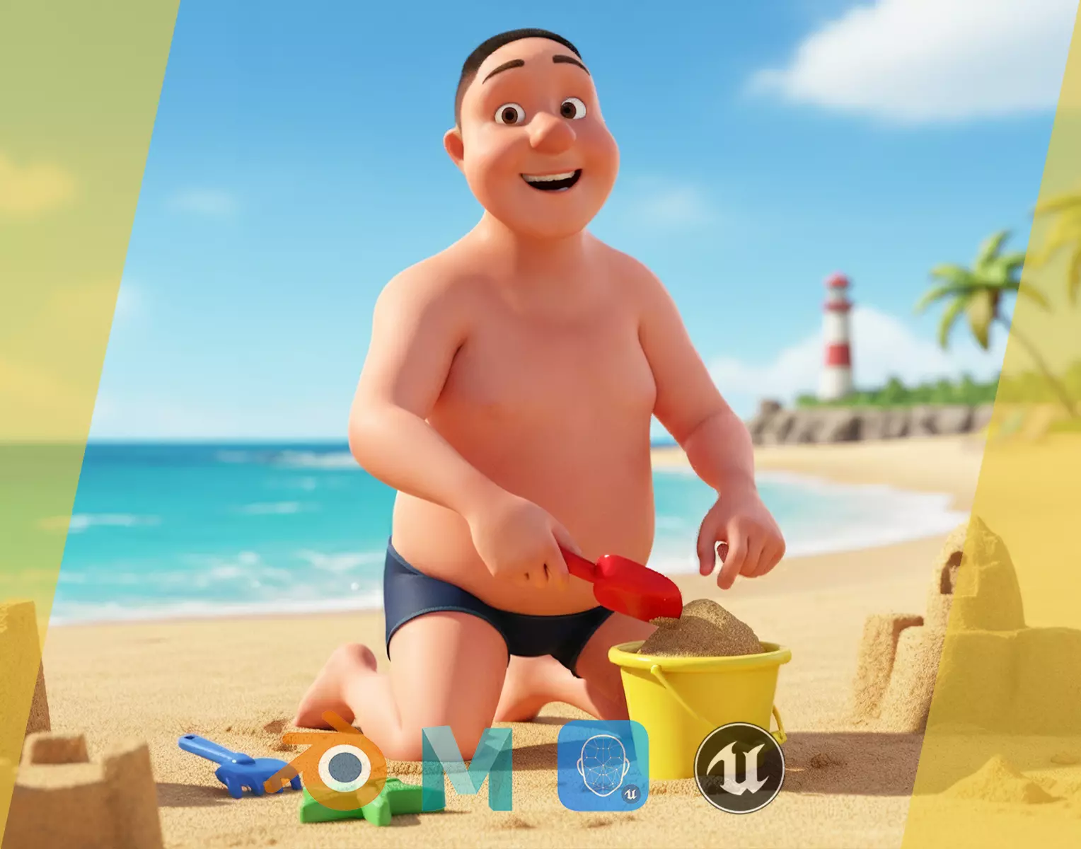 Man Model Fat boy stylized Male cartoon Low-poly 3D model_0