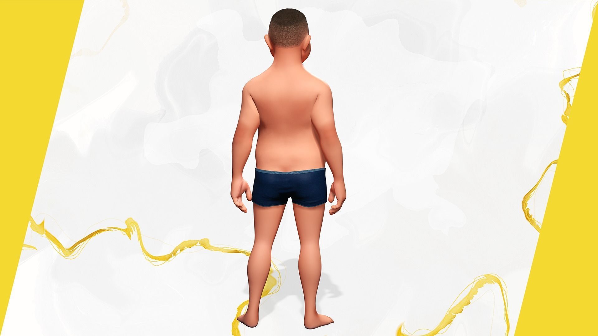 Man Model Fat boy stylized Male cartoon Low-poly 3D model_9