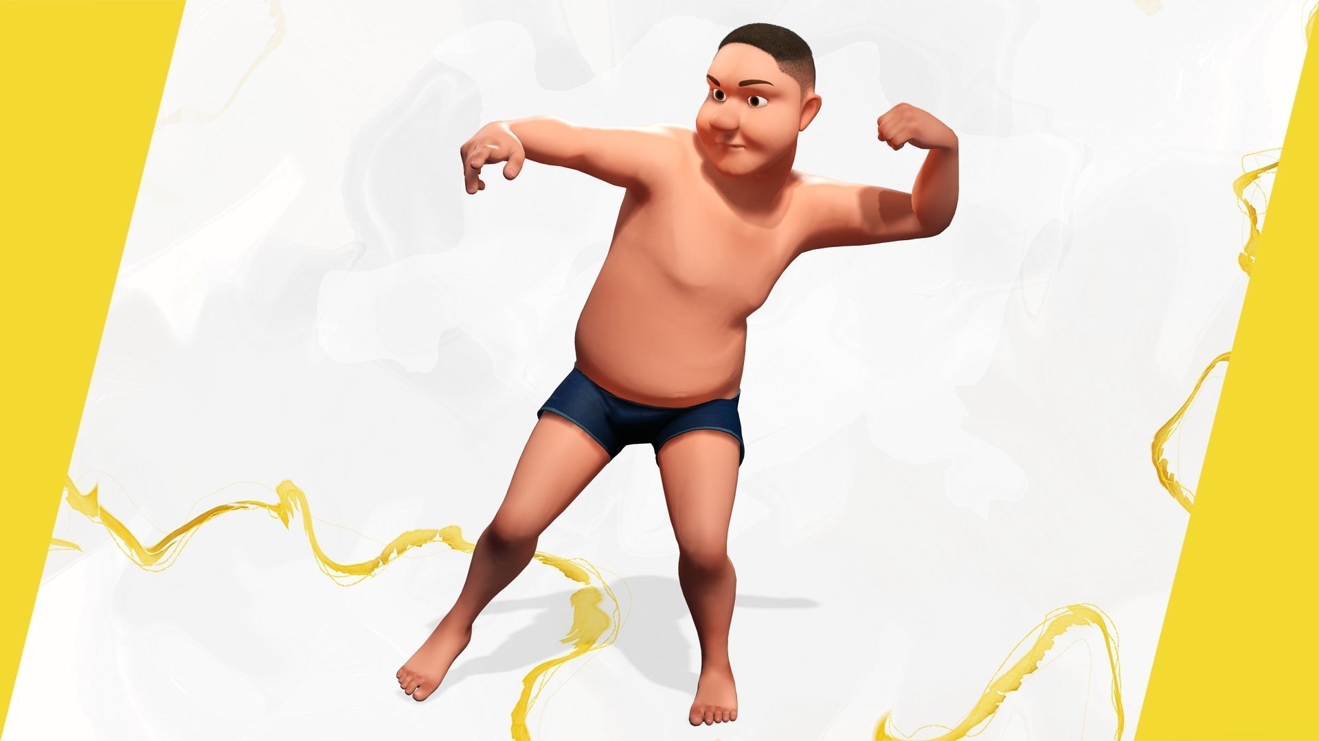 Man Model Fat boy stylized Male cartoon Low-poly 3D model_10