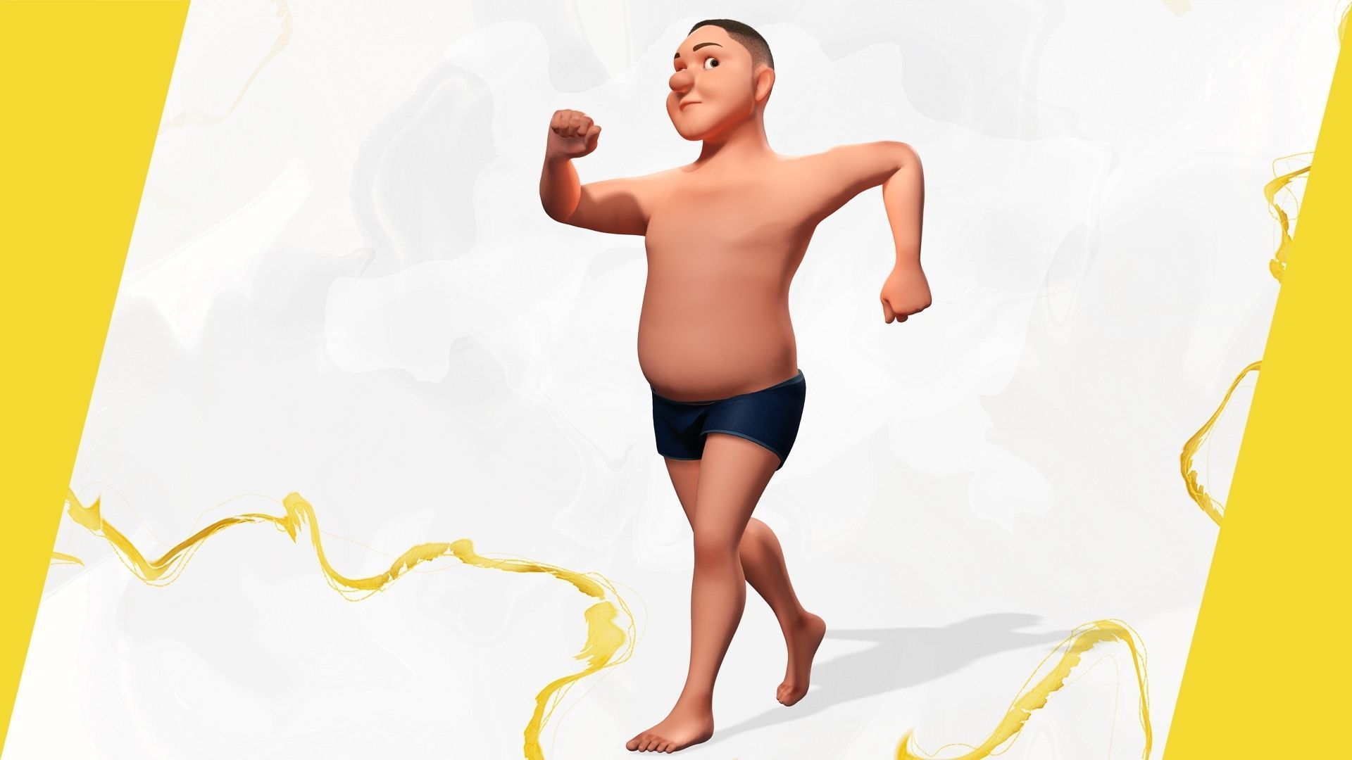 Man Model Fat boy stylized Male cartoon Low-poly 3D model_7