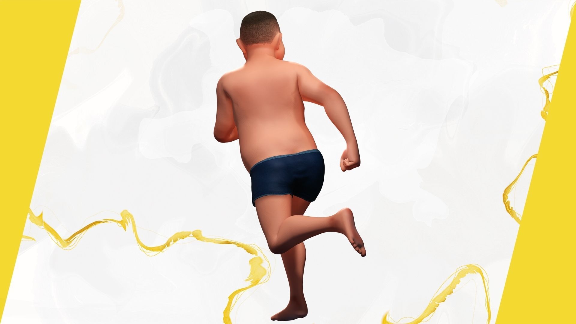 Man Model Fat boy stylized Male cartoon Low-poly 3D model_12