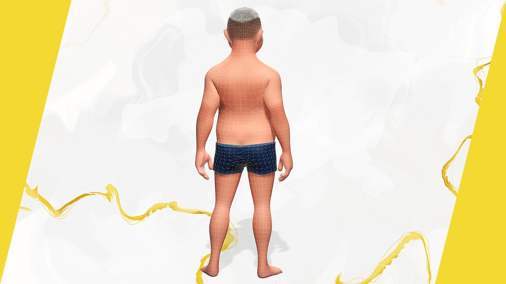 Man Model Fat boy stylized Male cartoon Low-poly 3D model_35