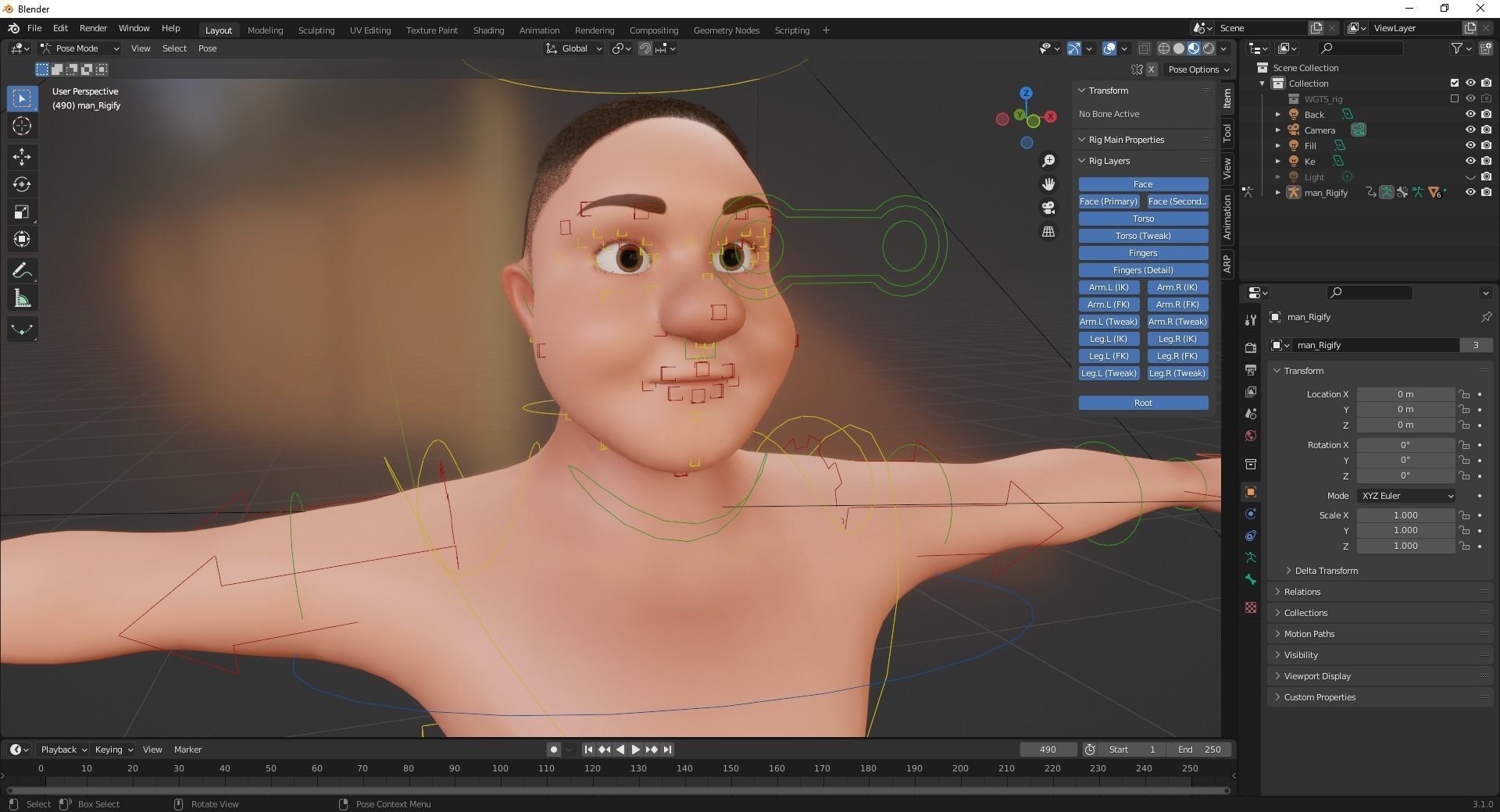 Man Model Fat boy stylized Male cartoon Low-poly 3D model_16