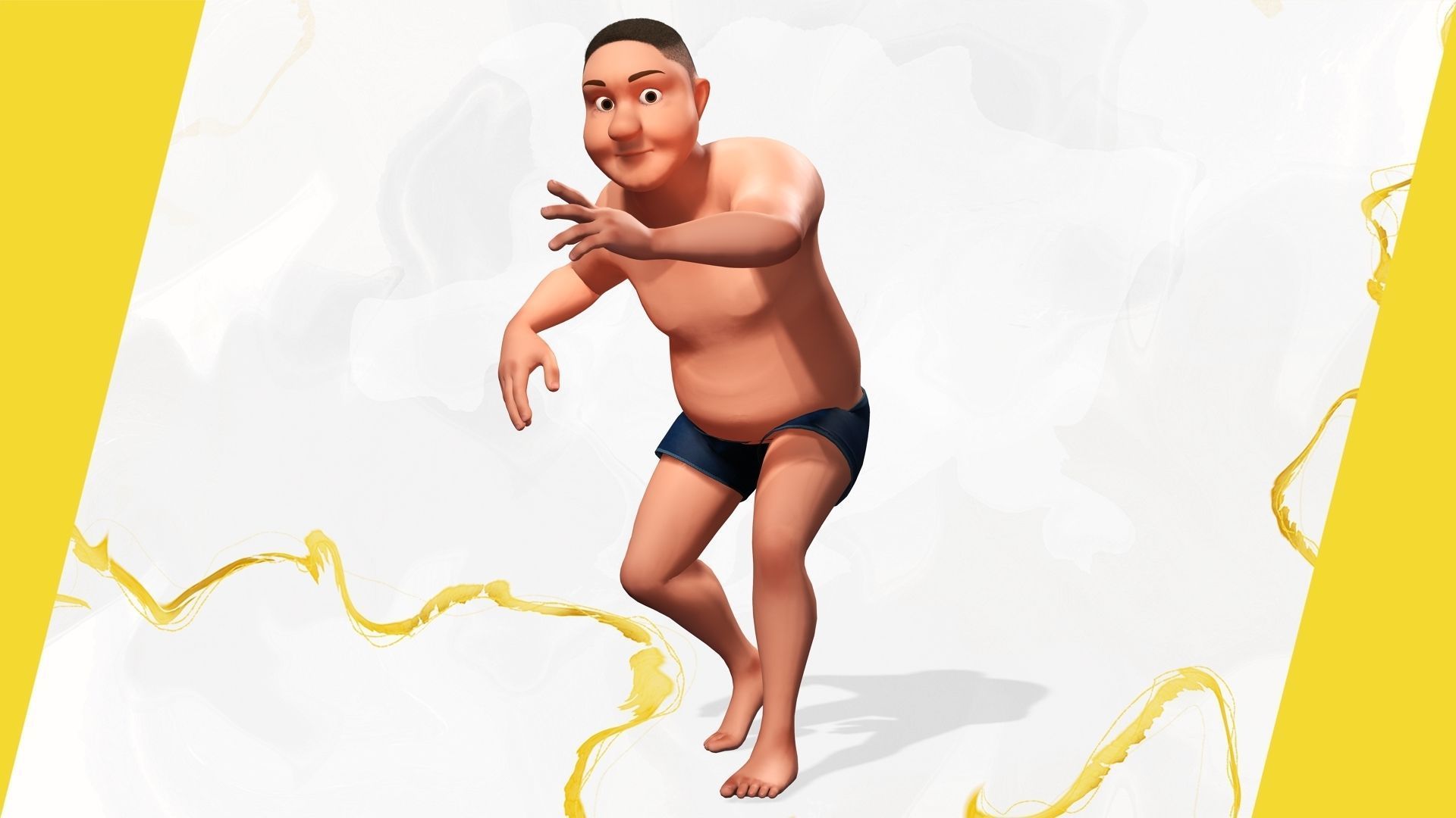Man Model Fat boy stylized Male cartoon Low-poly 3D model_11