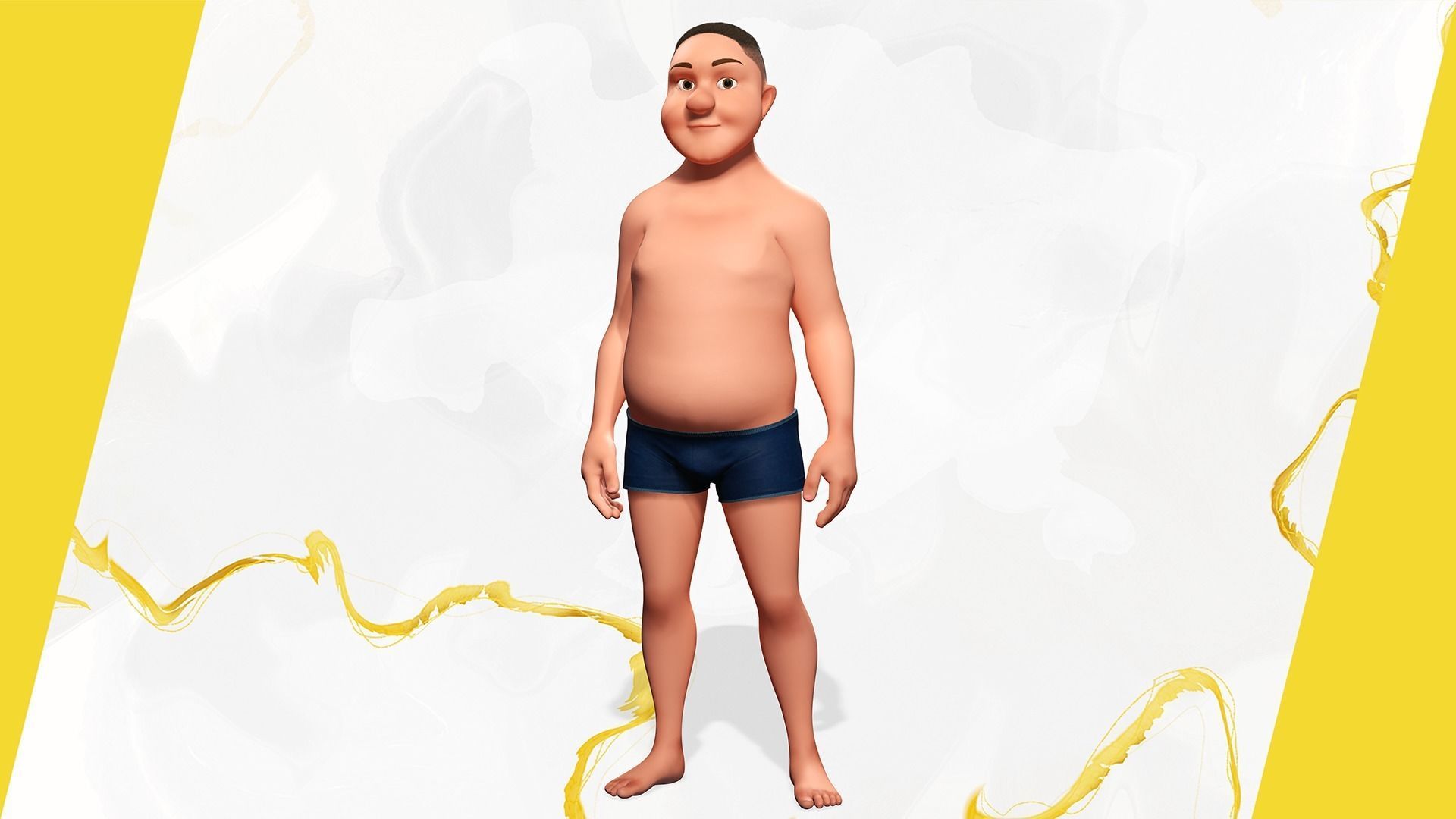 Man Model Fat boy stylized Male cartoon Low-poly 3D model_2