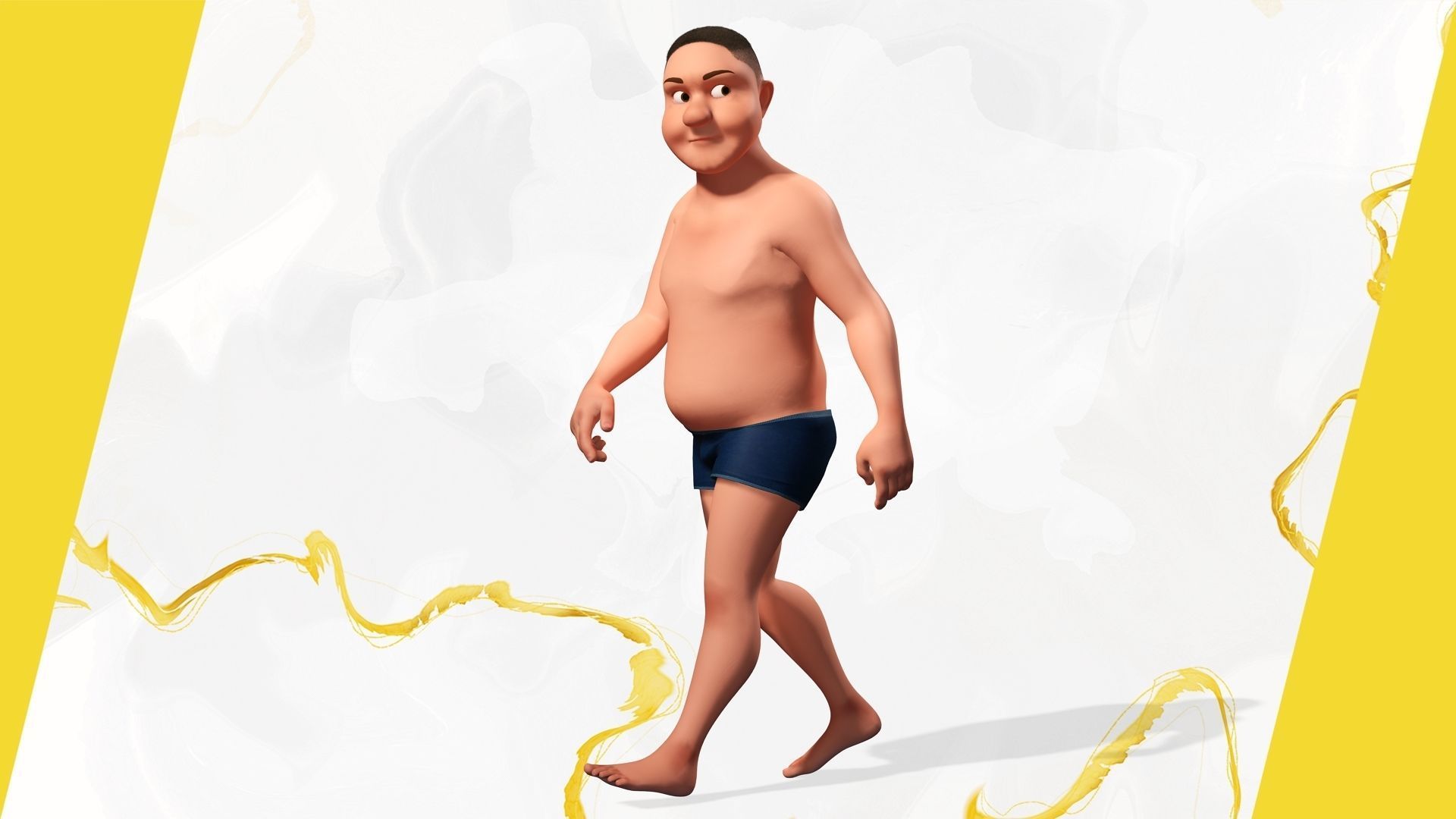 Man Model Fat boy stylized Male cartoon Low-poly 3D model_3