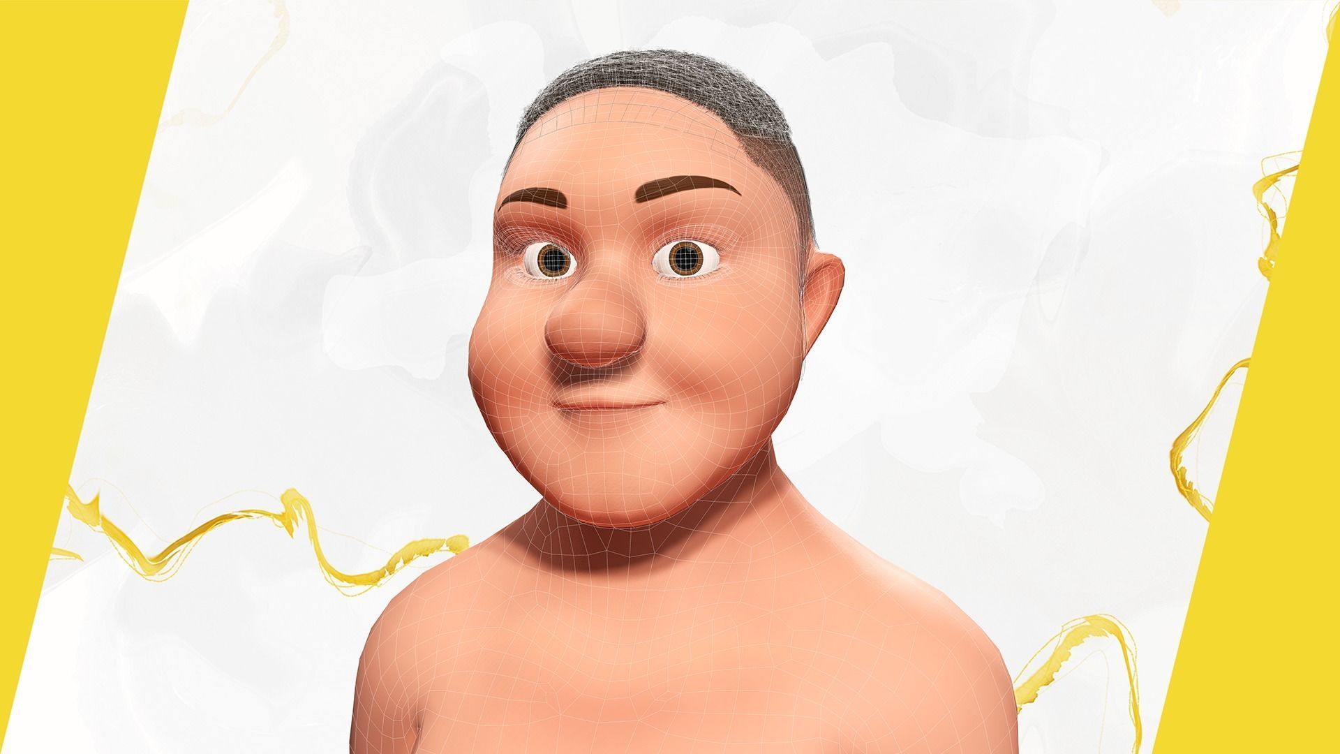 Man Model Fat boy stylized Male cartoon Low-poly 3D model_34