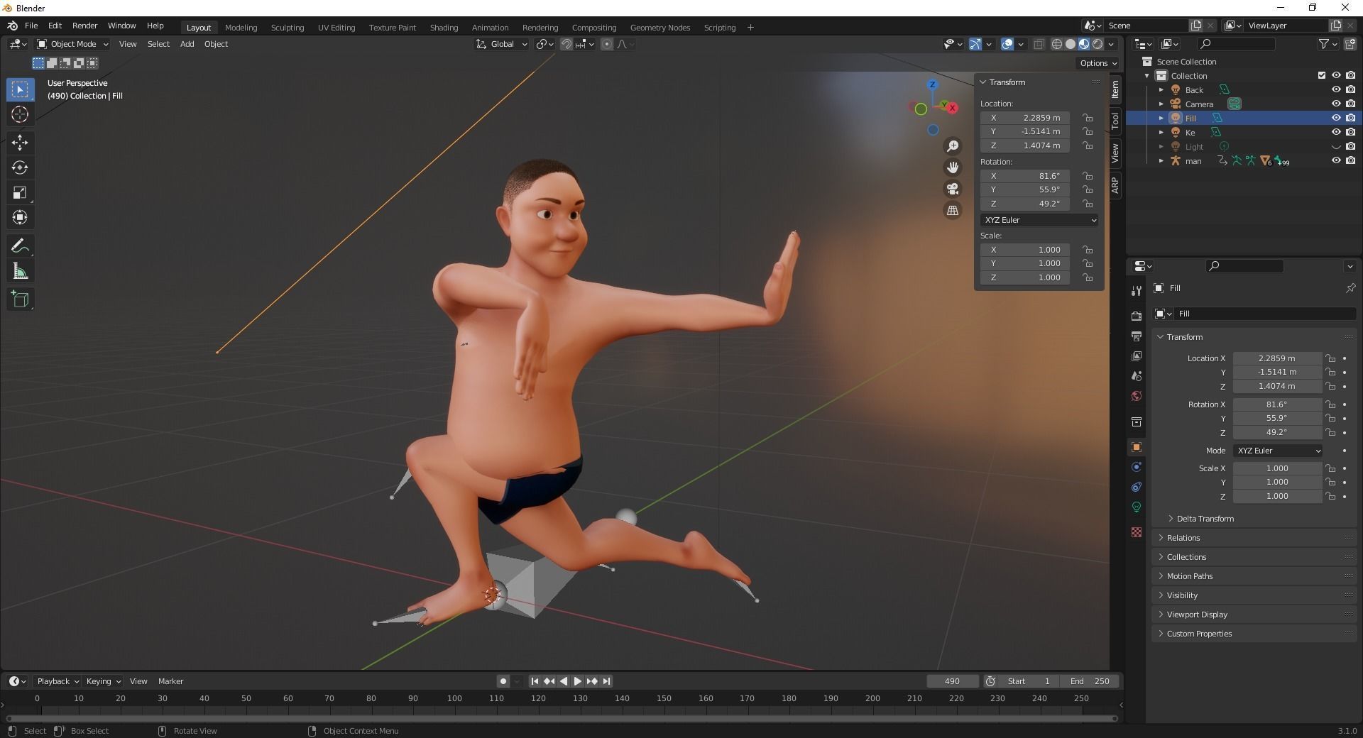 Man Model Fat boy stylized Male cartoon Low-poly 3D model_18