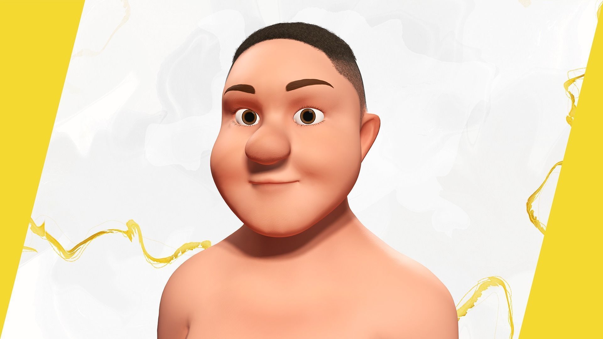 Man Model Fat boy stylized Male cartoon Low-poly 3D model_8