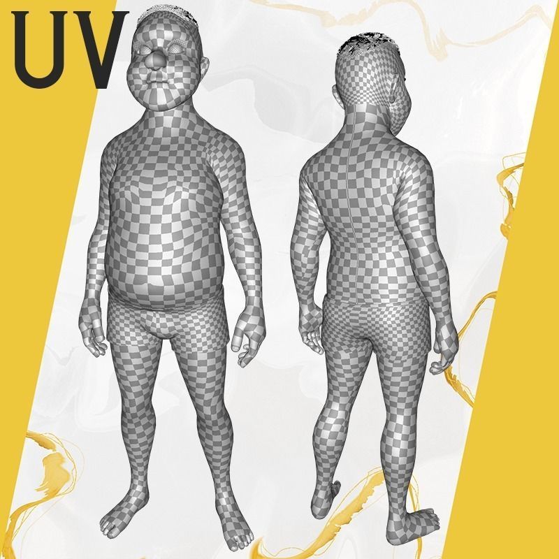 Man Model Fat boy stylized Male cartoon Low-poly 3D model_32