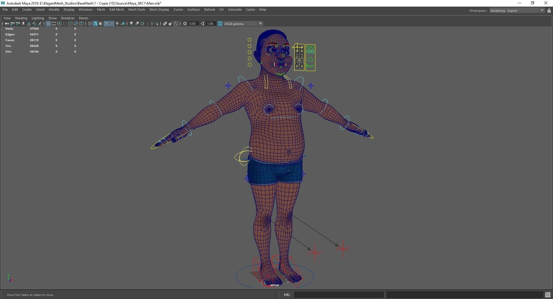 Man Model Fat boy stylized Male cartoon Low-poly 3D model_21