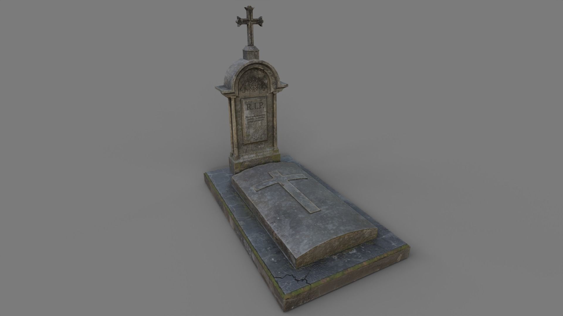 Cemetery gravestone set 3 Low-poly 3D model_5
