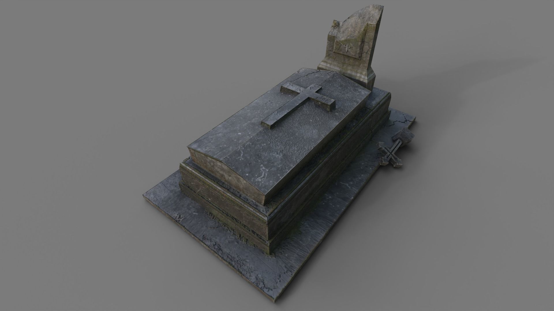 Cemetery gravestone set 3 Low-poly 3D model_13