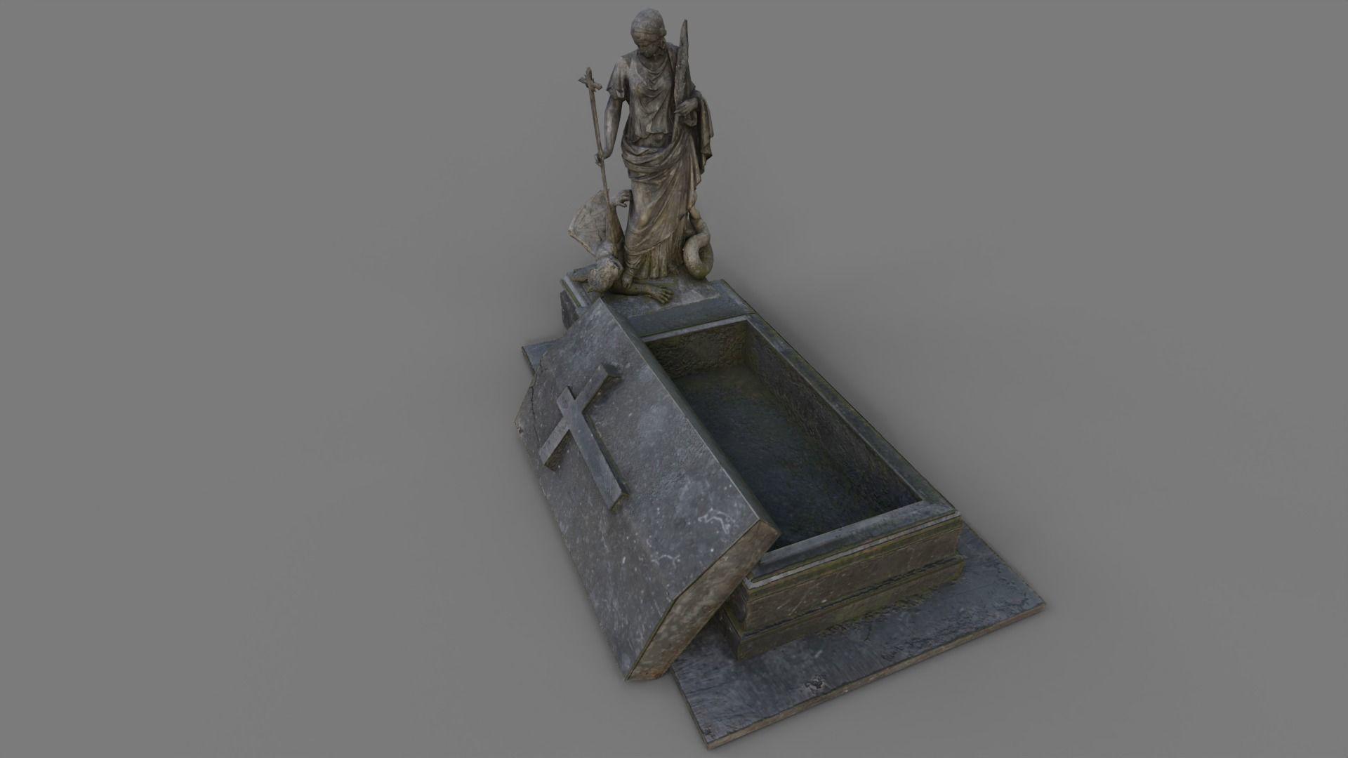 Cemetery gravestone set 3 Low-poly 3D model_38