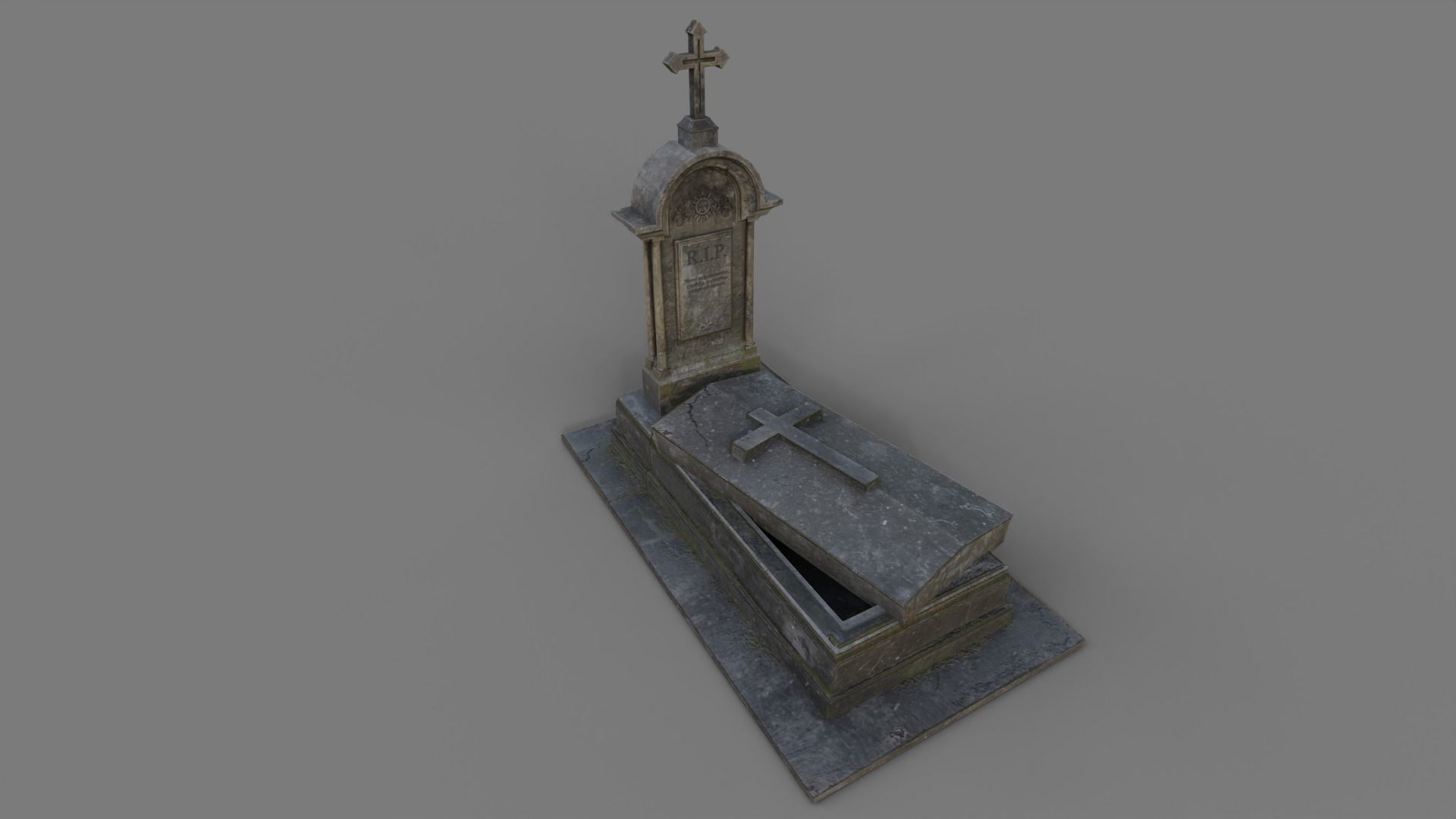 Cemetery gravestone set 3 Low-poly 3D model_35