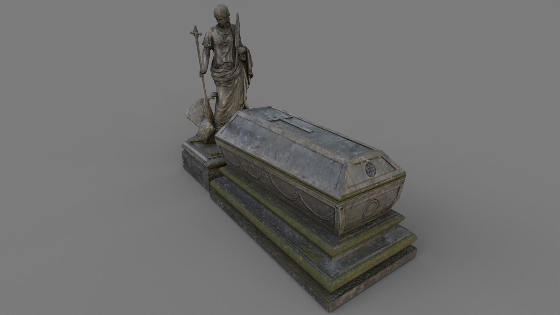 Cemetery gravestone set 3 Low-poly 3D model_19